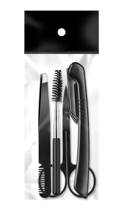 Beauty Tools Black Eyebrow Trimming Set for precise eyebrow grooming