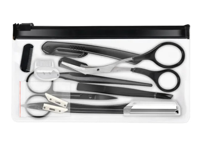 Beauty Tools Black Eyebrow Trimming Set for precise eyebrow grooming